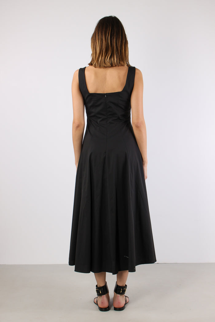 Abito Scavo Quadro Cotone Nero-4