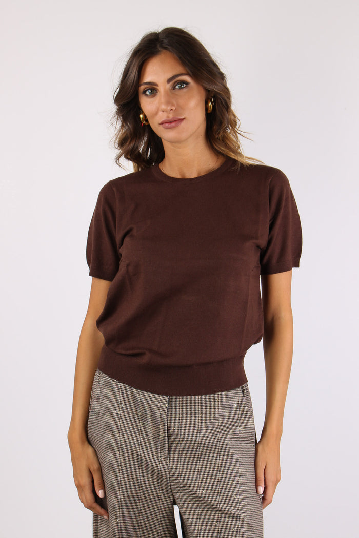 Maglia Girocollo M/m  Viscosa Cacao-2