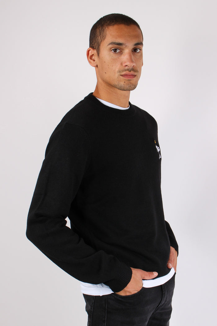 Maglia Logo Ricamo Laterale Nero-5