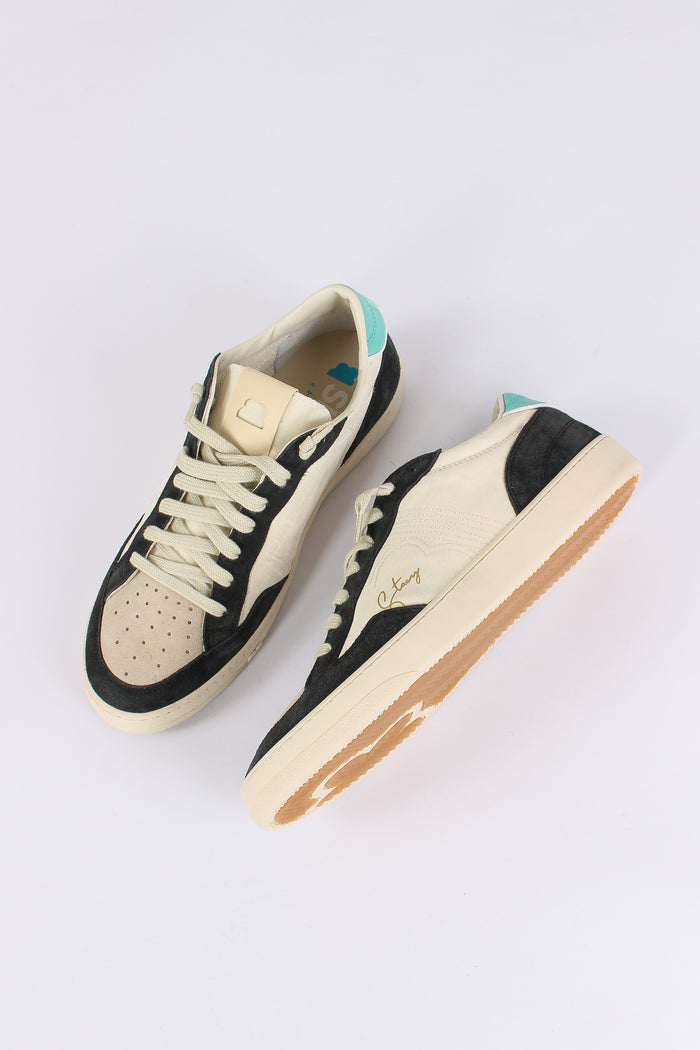 Sneakers Bimateriale Tela Beige/black-2