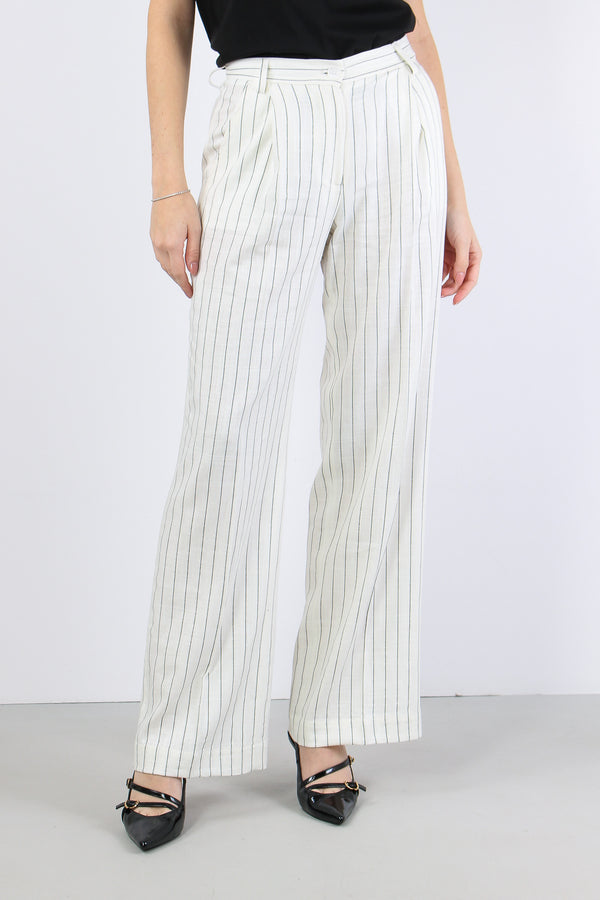 Pantalone Gessato Pences Bianco/nero-2