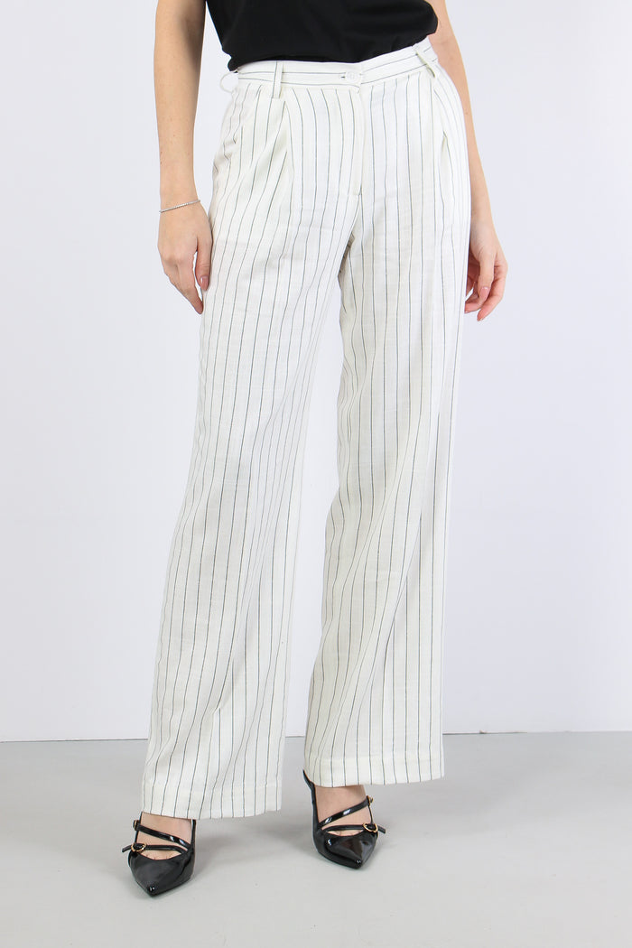 Pantalone Gessato Pences Bianco/nero-2