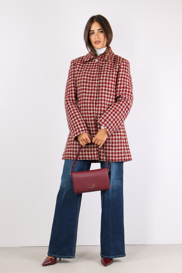 Cappotto Dritto Pied De Poule Beige/pepper