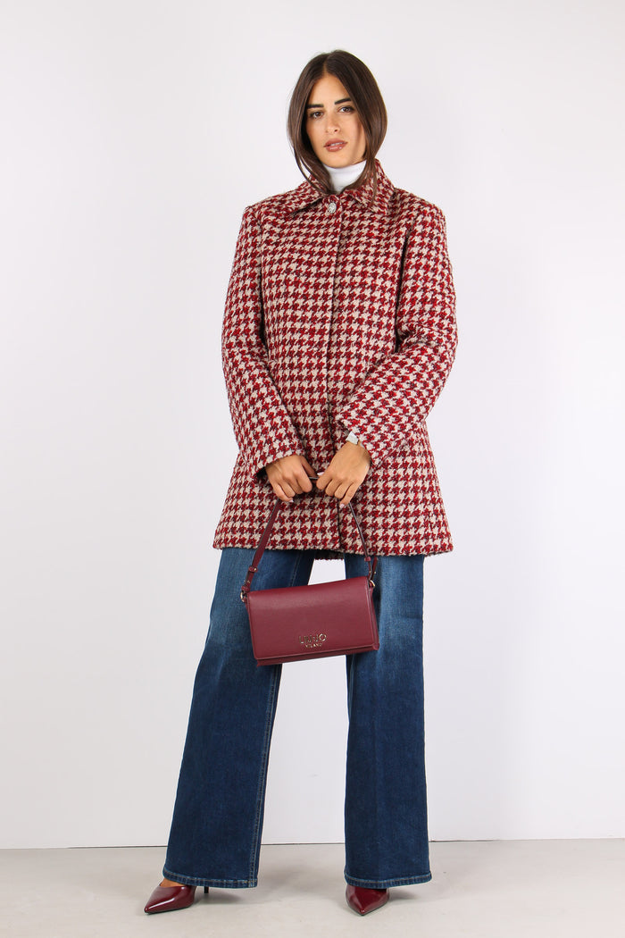 Cappotto Dritto Pied De Poule Beige/pepper