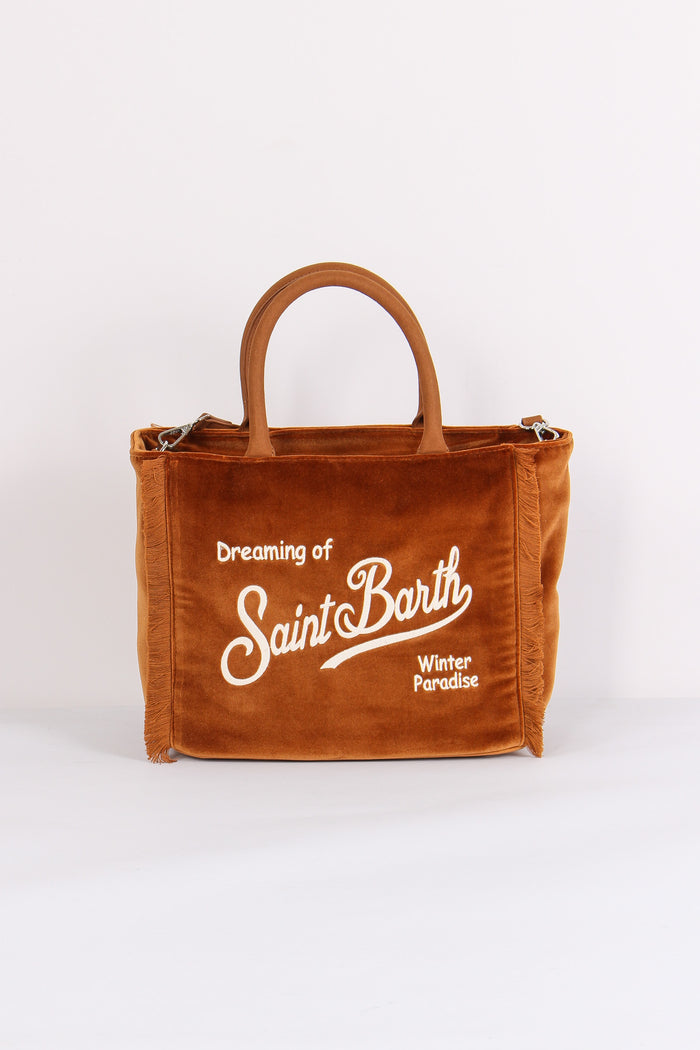 Shopping Velluto Frange Marrone