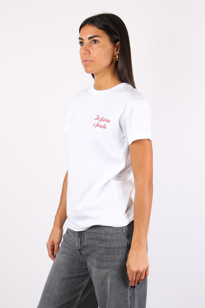 Maglia Ricamo The Future Is F Bianco-5