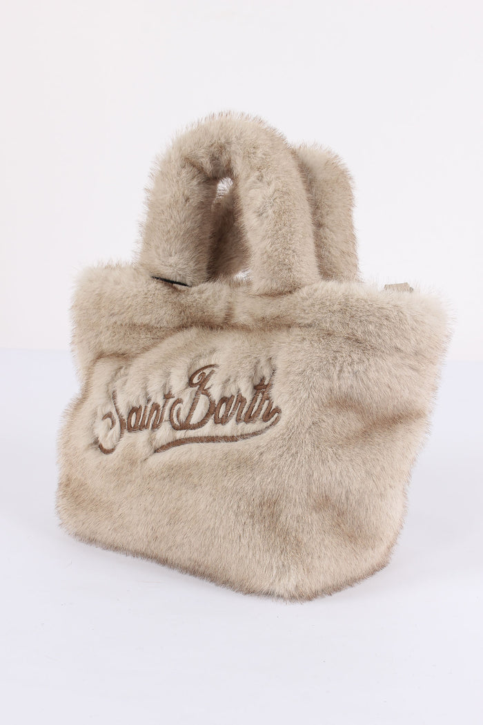 Borsa Mano Mini Pelliccia Beige-5