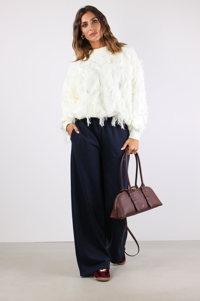 Maglia Rombi Frange Crema-5