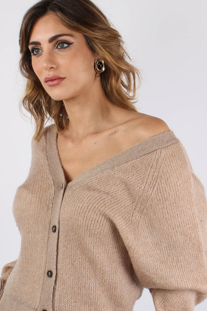 Cardigan Bottoni Schiena Cristal Grey-7