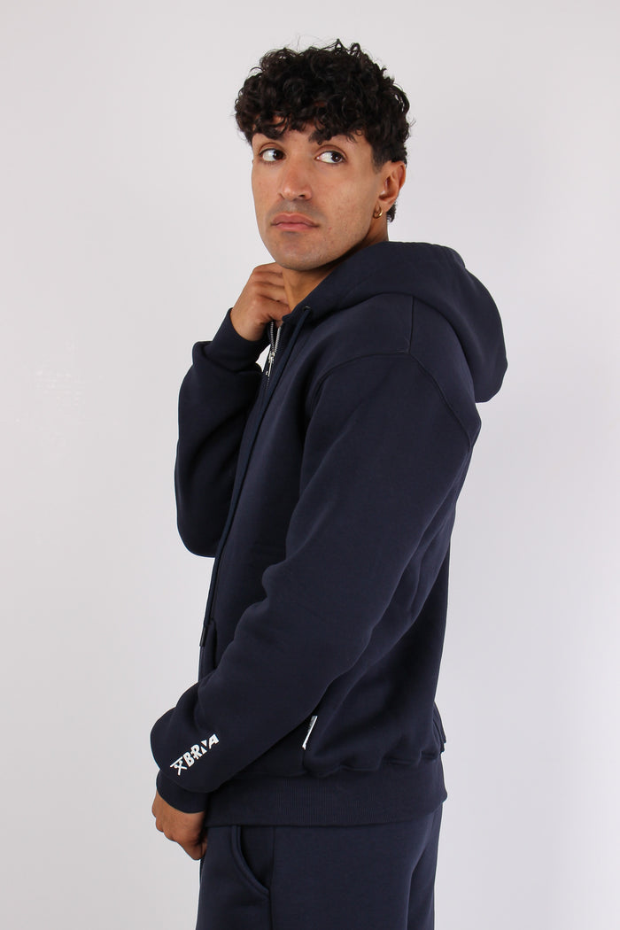Felpa Full Zip Cappuccio Logo Blu-6