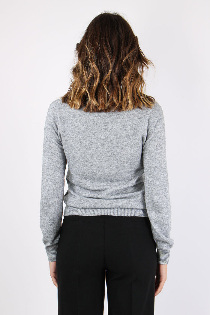 Maglia Misto Cachemire Grigio Melange-4