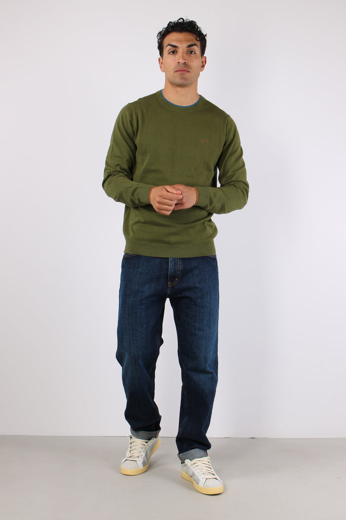 Maglia Collo Contrasto Verde-5