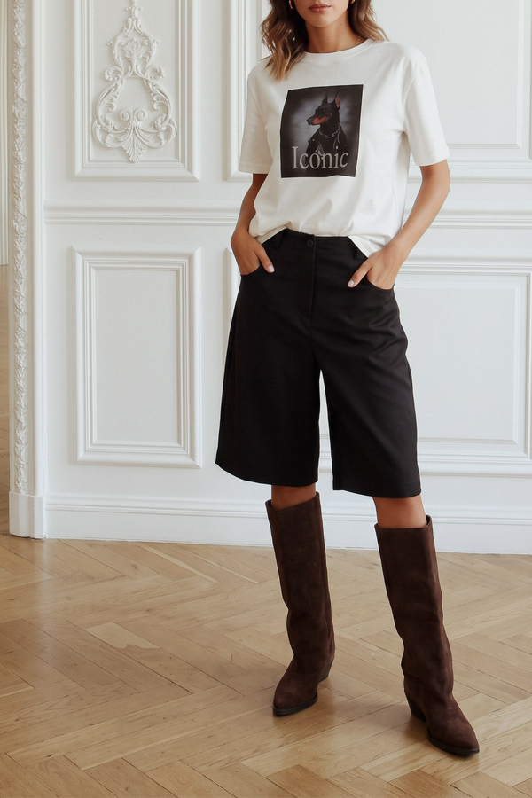 T-shirt Stampa Doberman Bianco