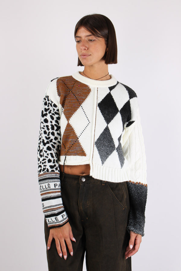 Maglia Girocollo Losanghe Crema