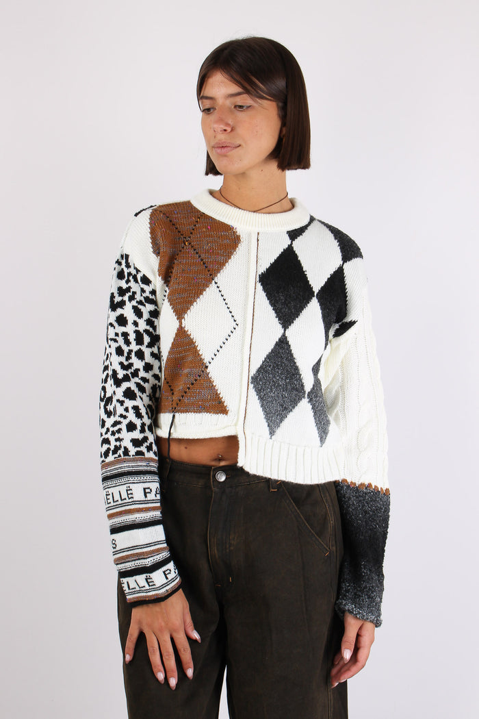 Maglia Girocollo Losanghe Crema