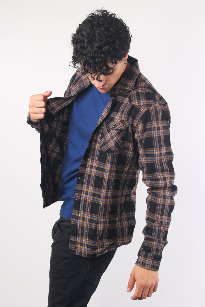 Camicia Texana Check Nero/beige-5