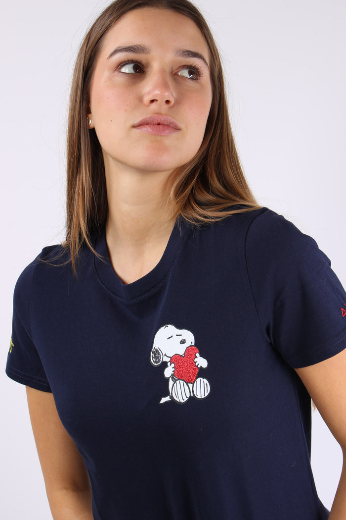 T-shirt Stampa Laterale Navy Blue-4