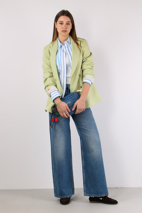 Giacca Doppiopetto Tessuto Dia Verde