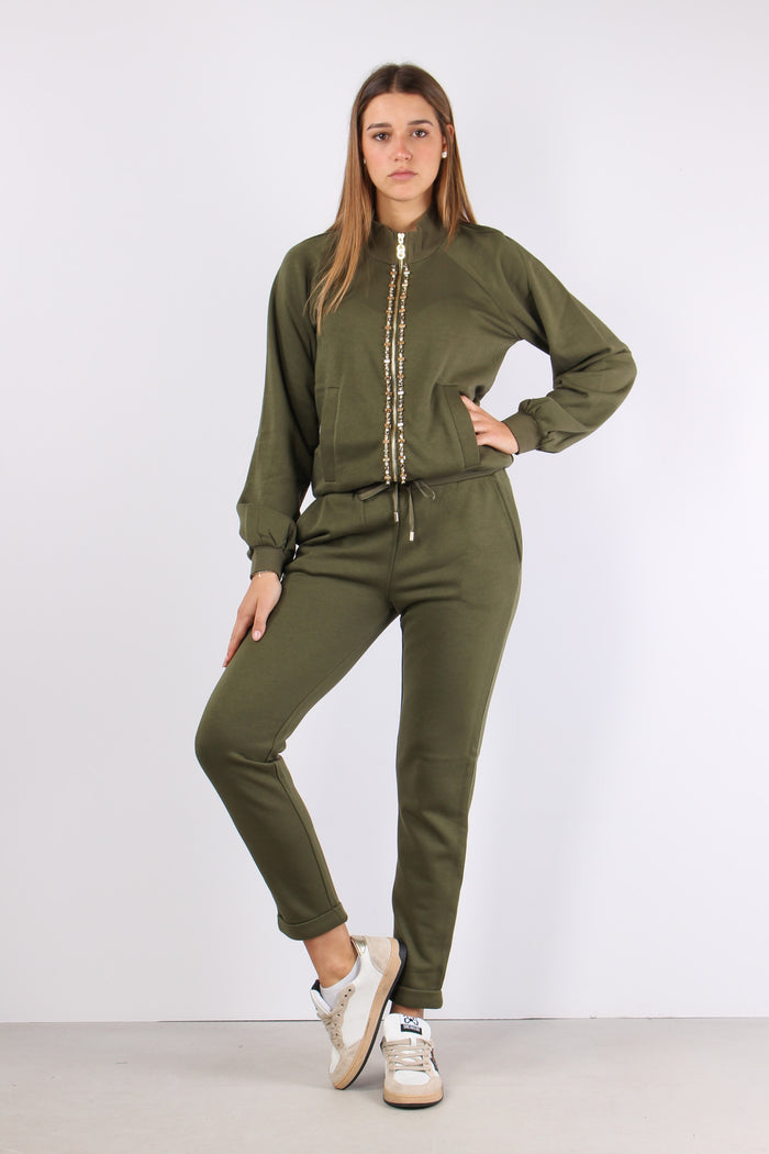 Pantalone Felpa Basico Olive Night