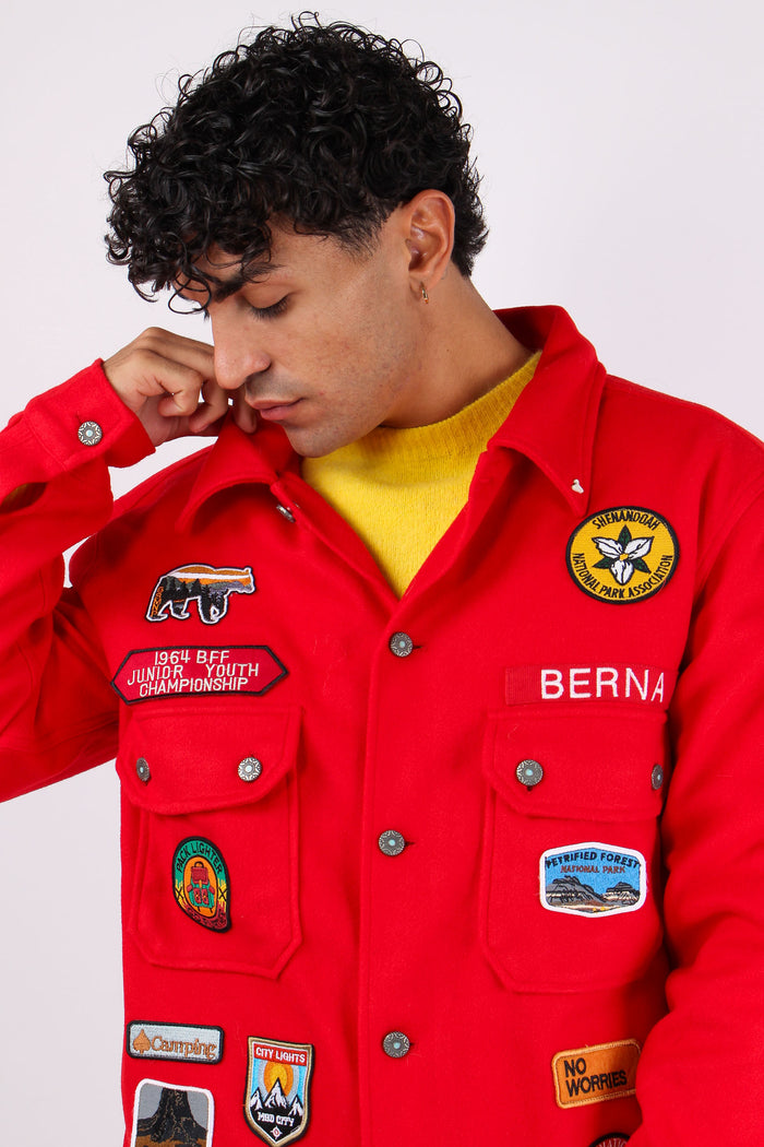 Giacca Misto Lana Patch Rubino-5