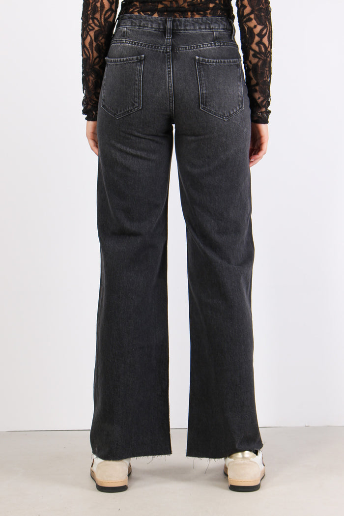 Denim Palazzo Vita Regolare Nero-4