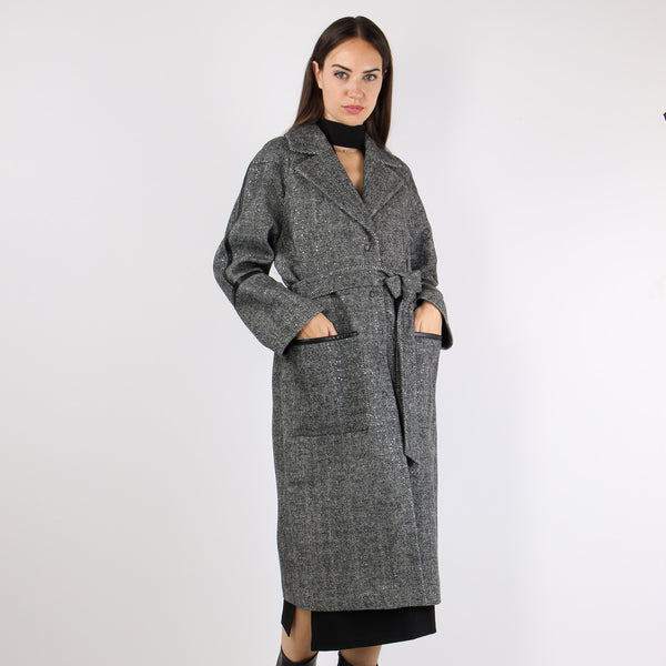 Cappotto Cintura Resca Grey Spinato-2