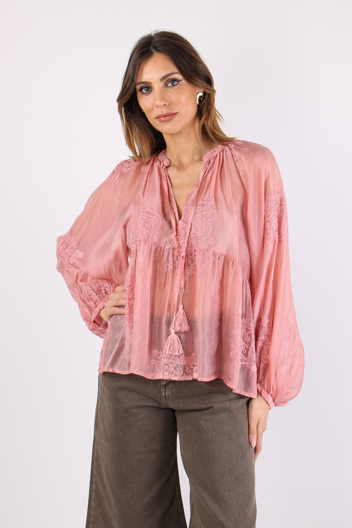 Blusa Ricami Nappine Rosa-3