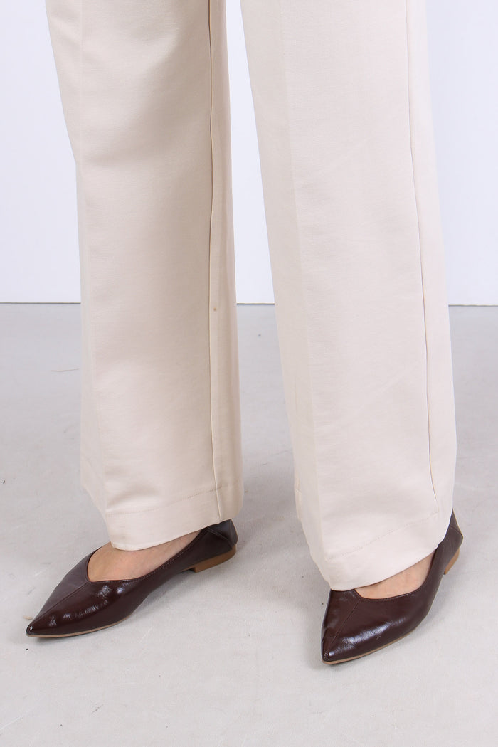 Pantalone Cropped Punto Milano Crema-8