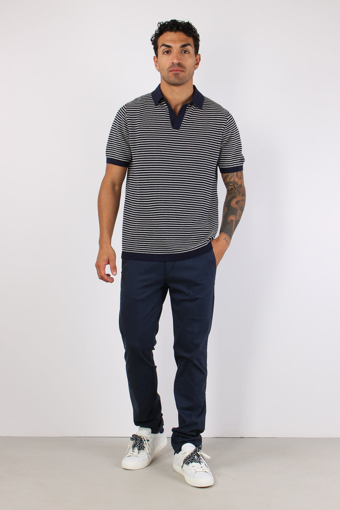 Polo Cotone Crepe Righe Bianco/blu-3