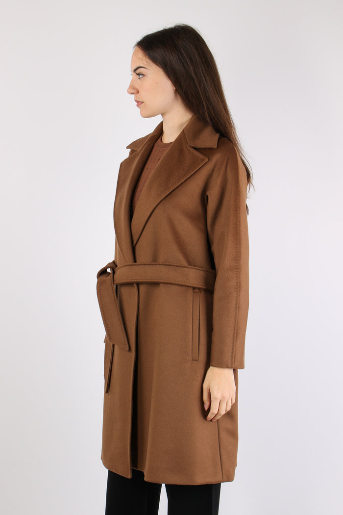 Dravenna Cappotto Cintura Lana Visone-9