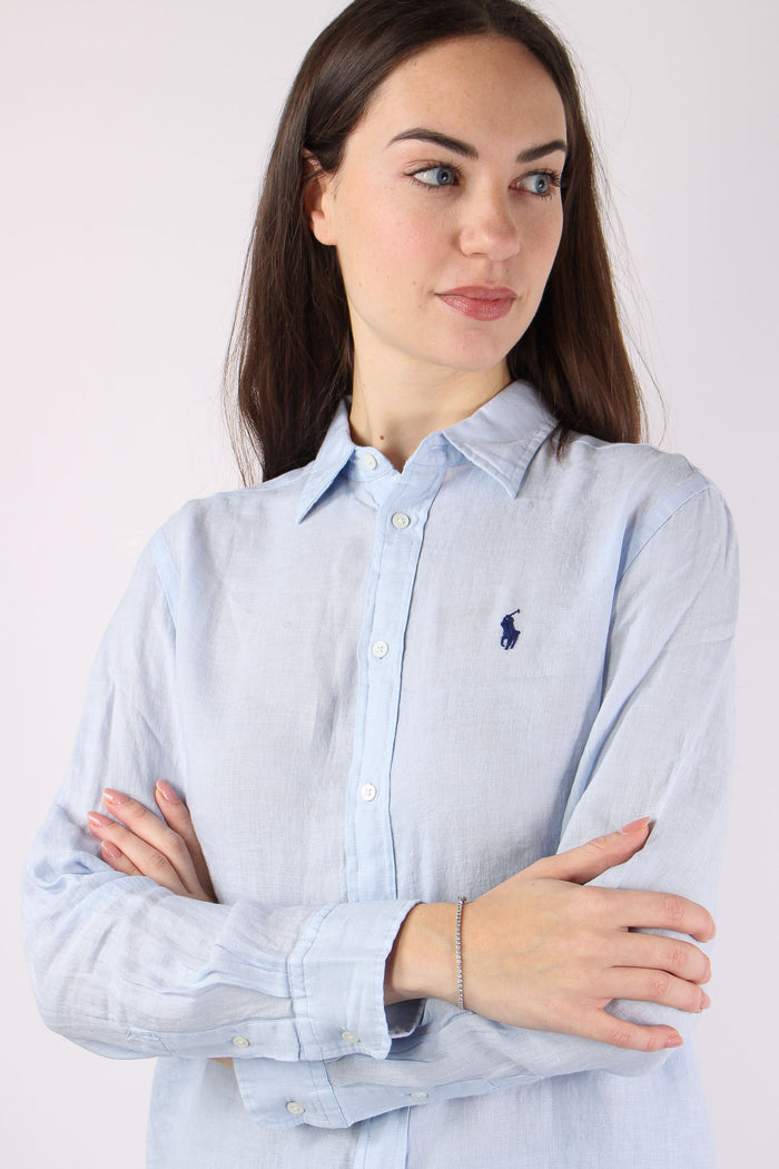 Camicia Classica Lino Oxford Blue-7