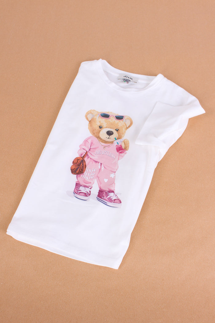 T-shirt Orsetto Strass Off White-2