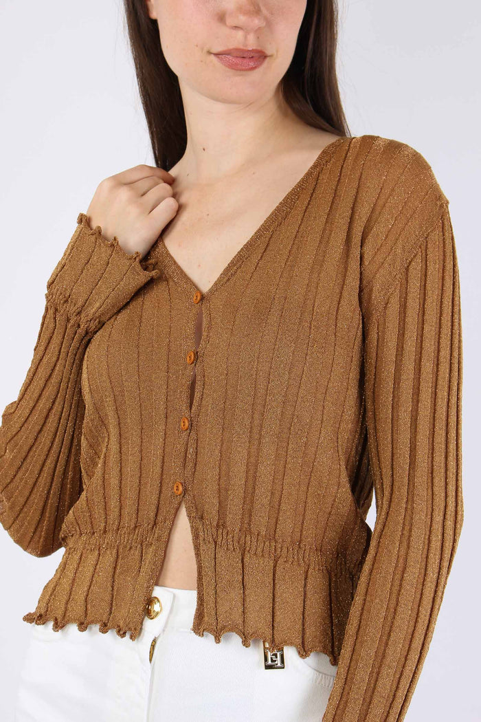 Cardigan Lurex Cammello-7