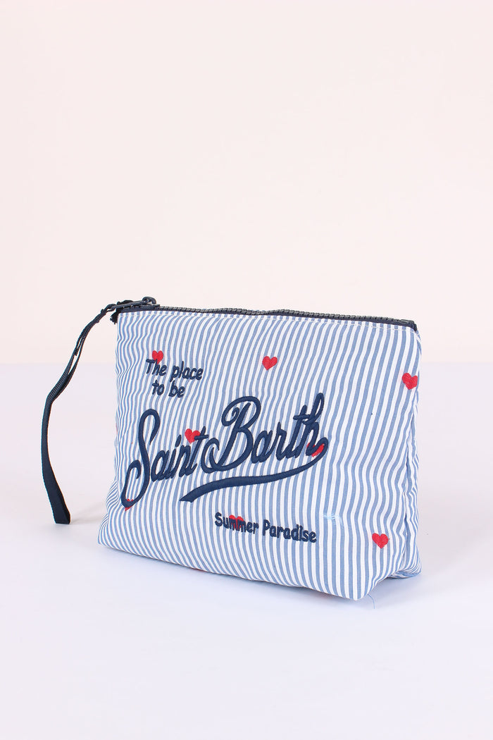 Aline Pochette Cotone Righe Bianco/azzurro-4