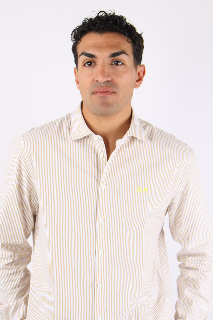 Camicia Fancy Riga Beige/bianco-8