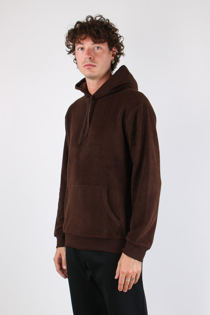 Felpa Cappuccio Tasca Circuit Brown-3