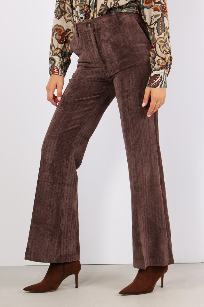 Pantalone Flare Velluto Moro-3