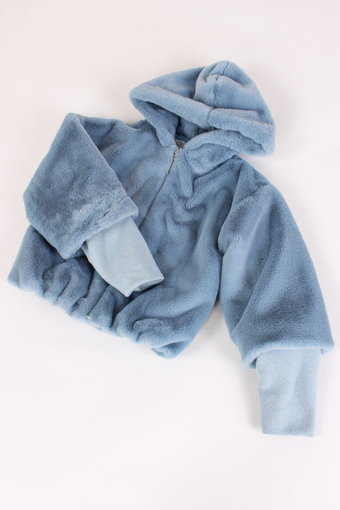 Pelliccia Cappuccio Azzurro-4