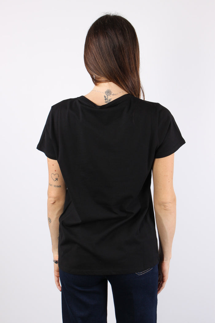 T-shirt Logo Strass Nero/brush-3