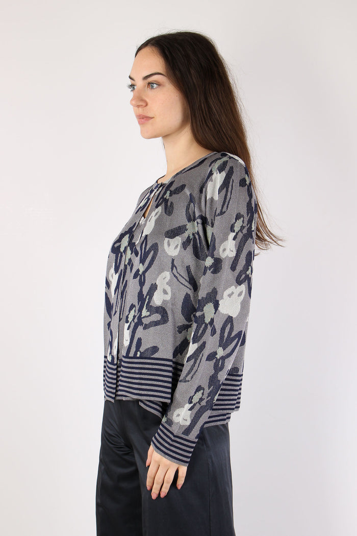 Cardigan  Jacquard Lurex Blu/salina-7