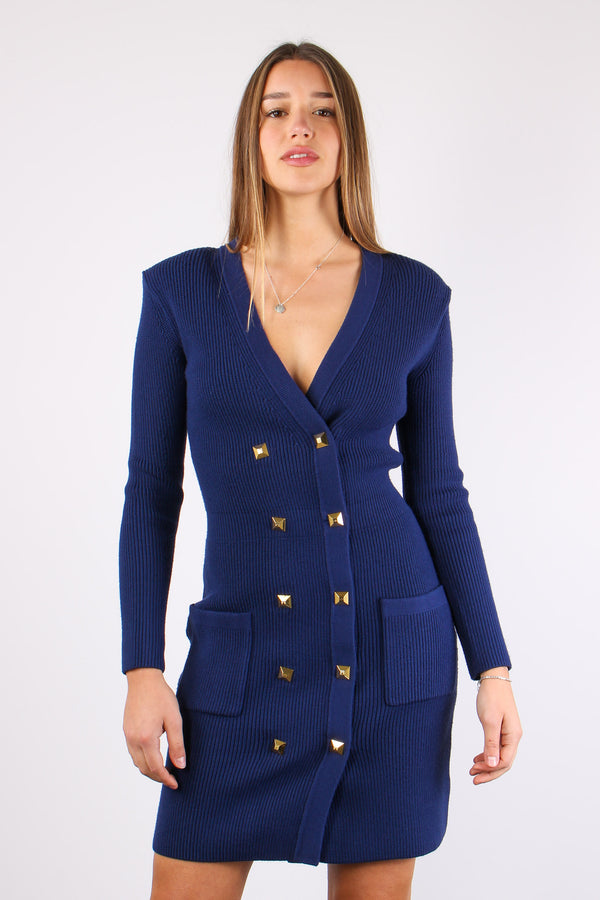 Robe Manteau Borchie Maglia Inchiostro