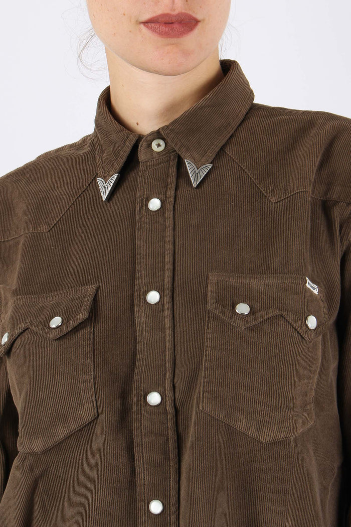 Camicia Velluto Millerighe Aut Vandyke Brown-8