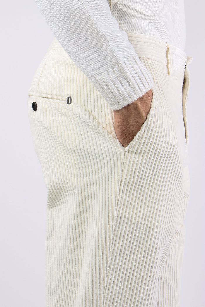 Gaubert Pantalone Velluto Rocc Panna-6