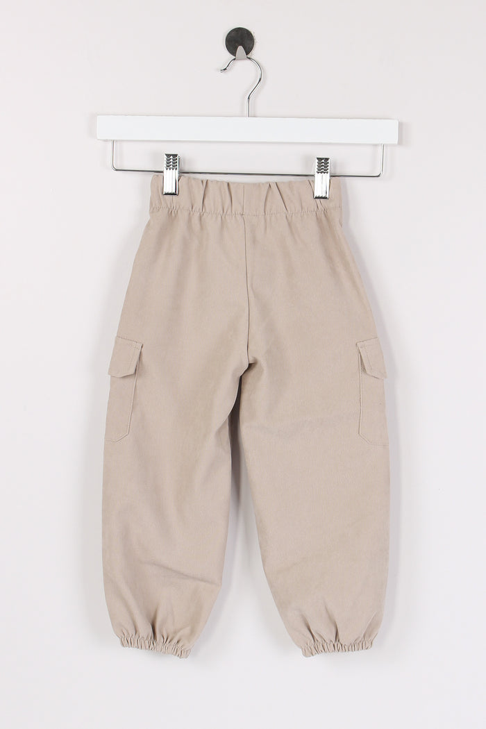 Pantalone Cargo Velluto Liscio Beige-2