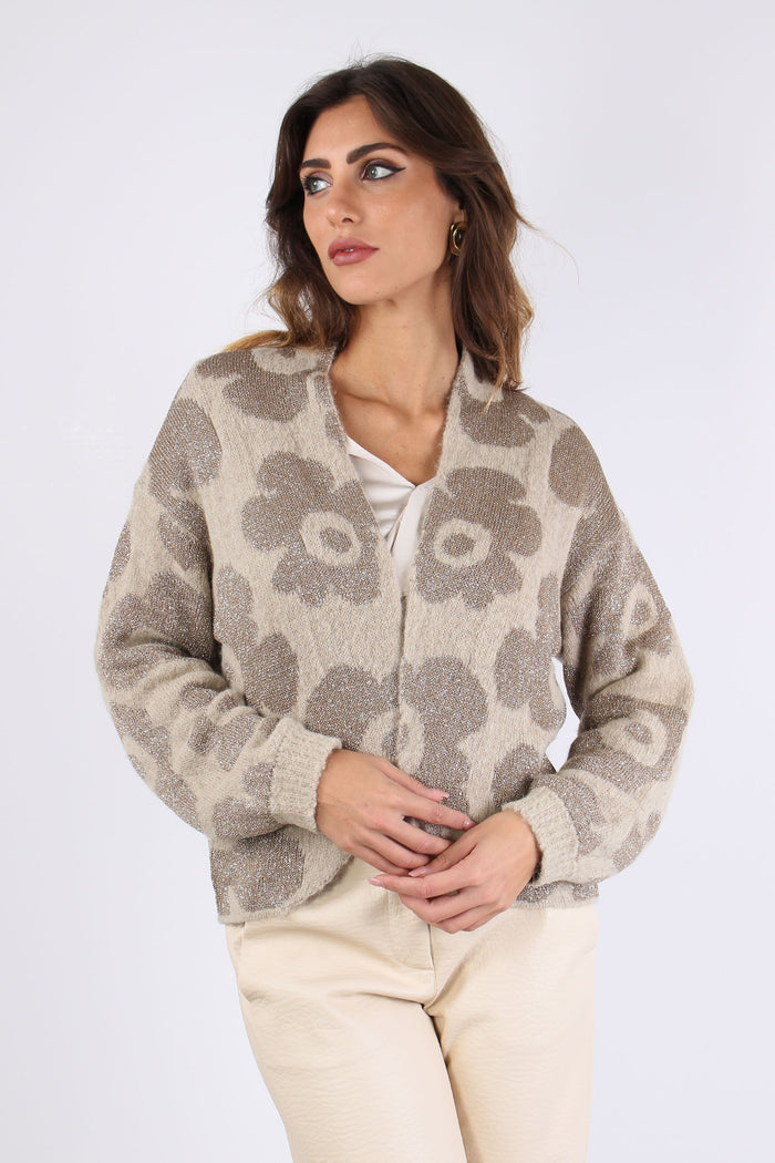 Cardigan Lurex Stampa Oro-3