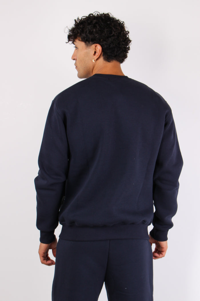 Felpa Girocollo Logo Blu-4