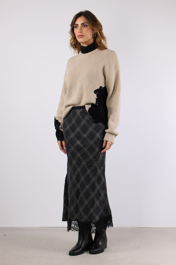 Exaltacion Gonna Check Pizzo Multi Grigio-6