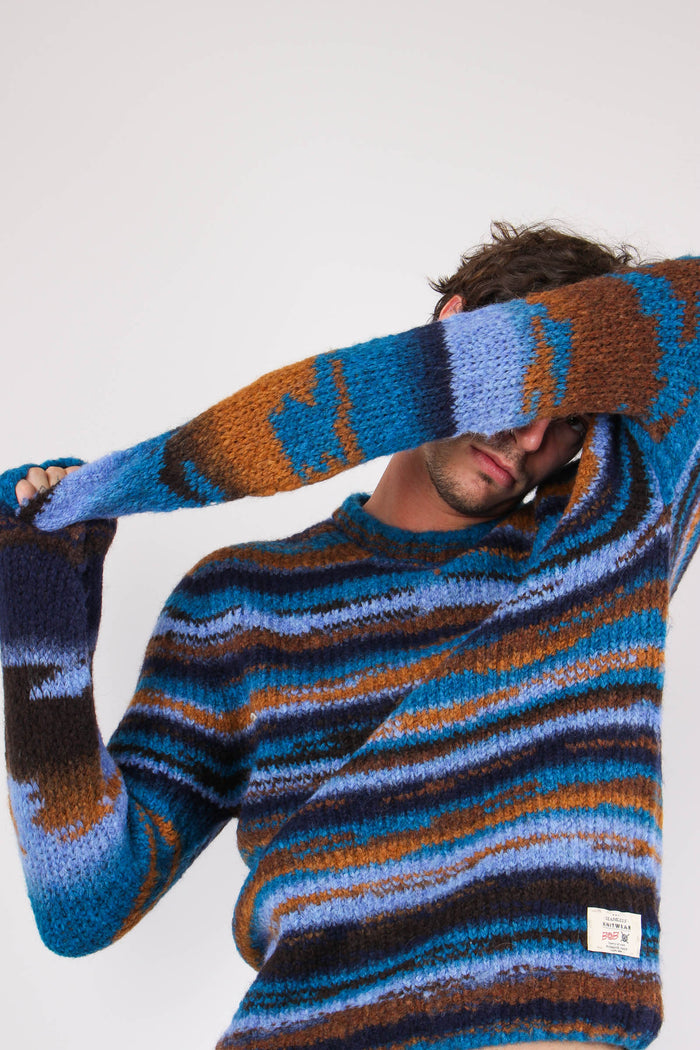 Maglia Girocollo Riga Indefini Blu/ruggine-3