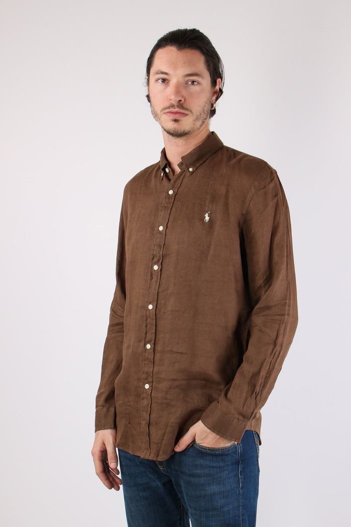 Camicia Lino Slim Fit Chestnut-3