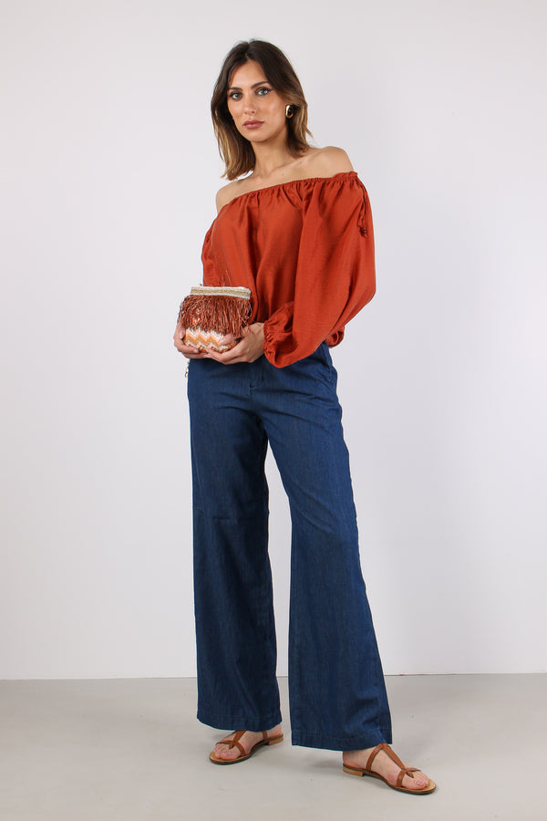 Pantalone Chambray Gamba Dritt Denim